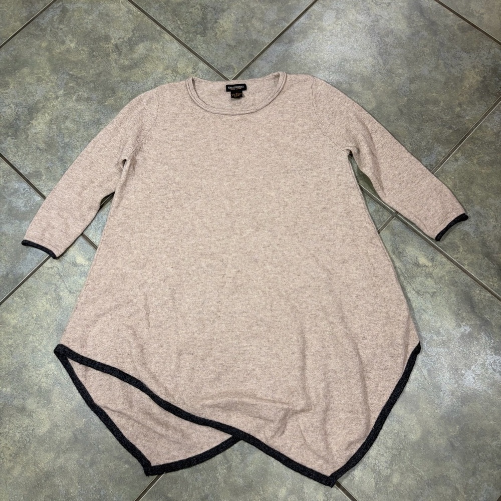 Philosophy Dane Lewis Cashmere Beige Asymmetrical Tunic Sweater Sz S Minimalist